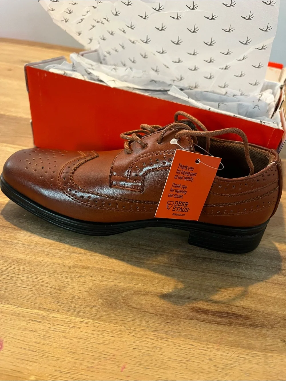 Deer Stags Boys Brown Wingtip Dress Shoes